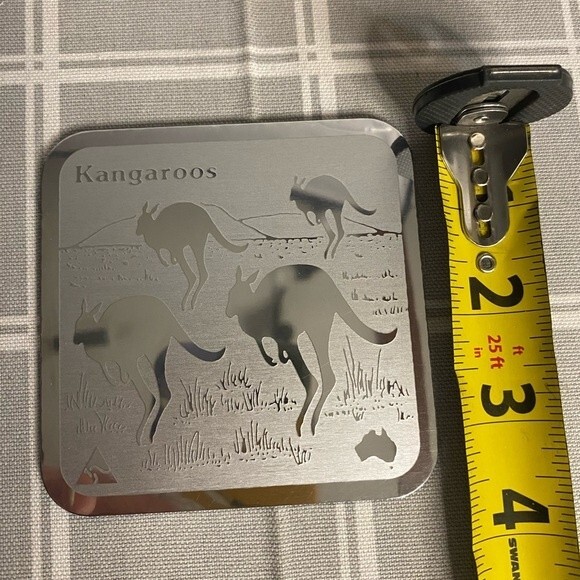 Kangaroo Australian Coaster Set of 4 Aluminum Felt Backed Outback Wildlife Rare - Picture 9 of 9